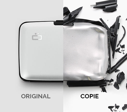 Porte cartes en aluminium : l'original VS la copie