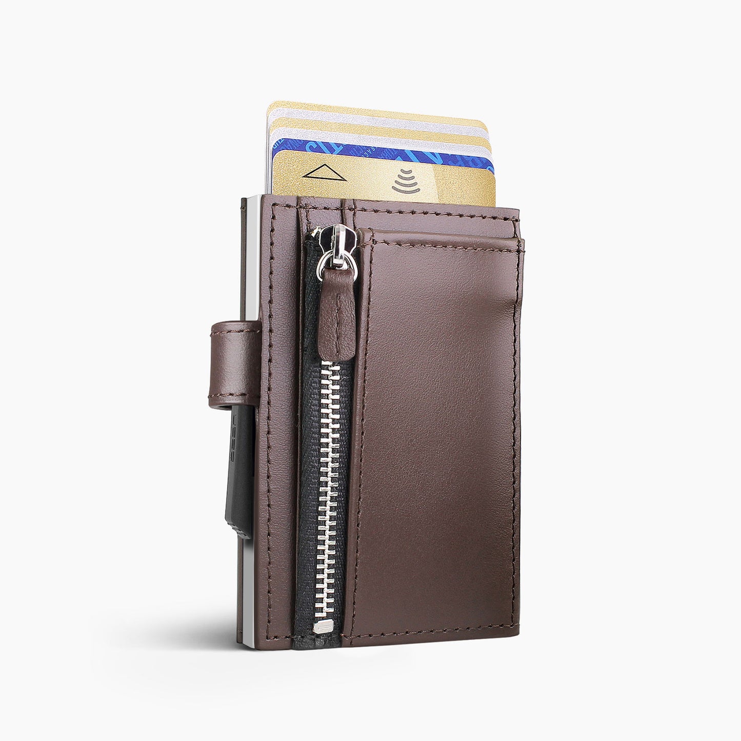 Automatischer Kartenhalter CASCADE ZIPPER | Braun
