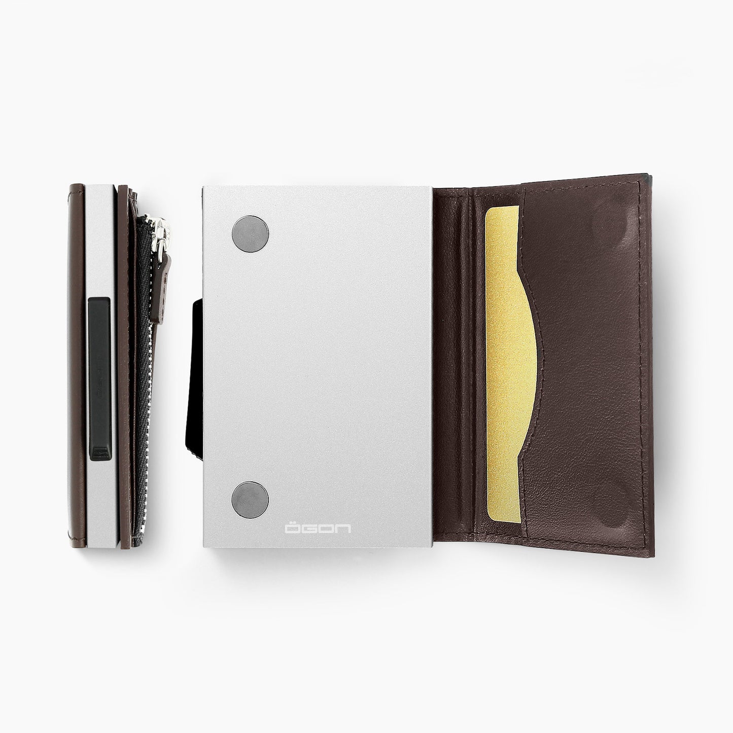 Automatischer Kartenhalter CASCADE SLIM ZIPPER | Braun