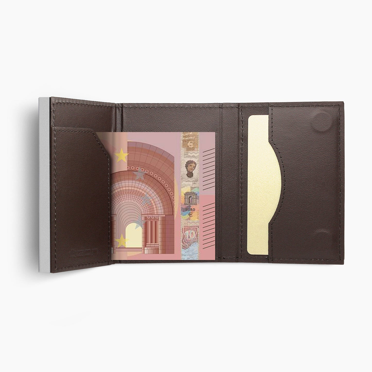 Automatischer Kartenhalter CASCADE SLIM ZIPPER | Braun